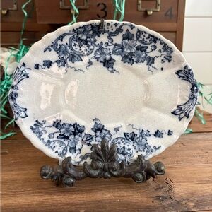 English Flow Blue platter blue floral